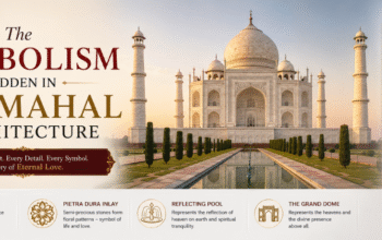 Taj Mahal Architecture featuring white marble, perfect symmetry, intricate carvings, and Mughal design in Agra.