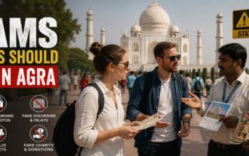 Tourist learning about scams to avoid while visiting Agra