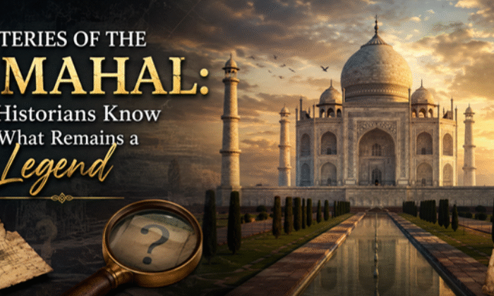 The Taj Mahal in Agra highlighting its historical mysteries, enduring legends