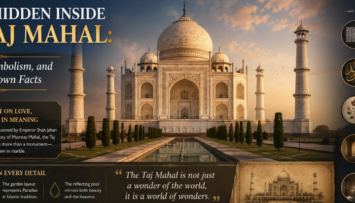 “Taj Mahal secrets and symbolism infographic”