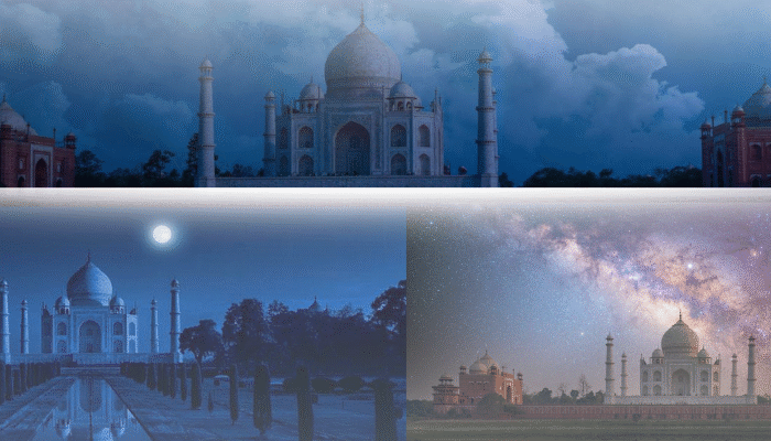 Taj Mahal moonlight night view
