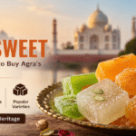 Agra Famous Sweet featuring authentic Agra Petha with the Taj Mahal in the background
